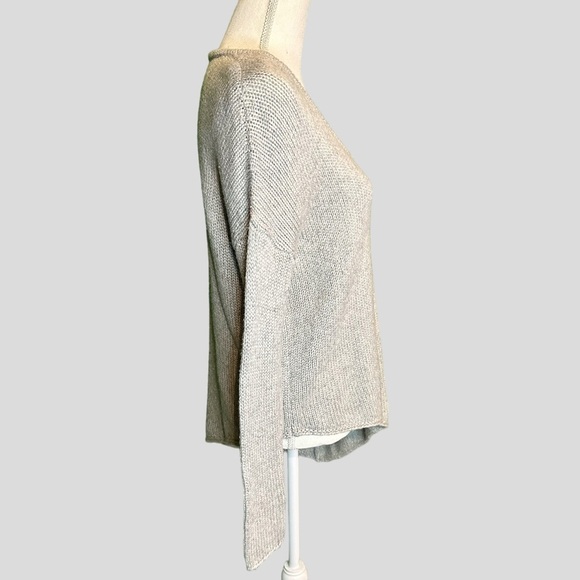 NWOT Helmut Lang Petite Gray Asymmetrical Scoopneck Pullover Woven Sweater - Picture 7 of 12